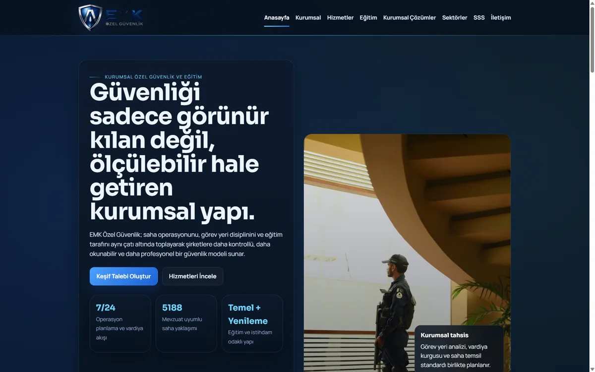 EMK Özel Güvenlik gerçek ekran görüntüsü