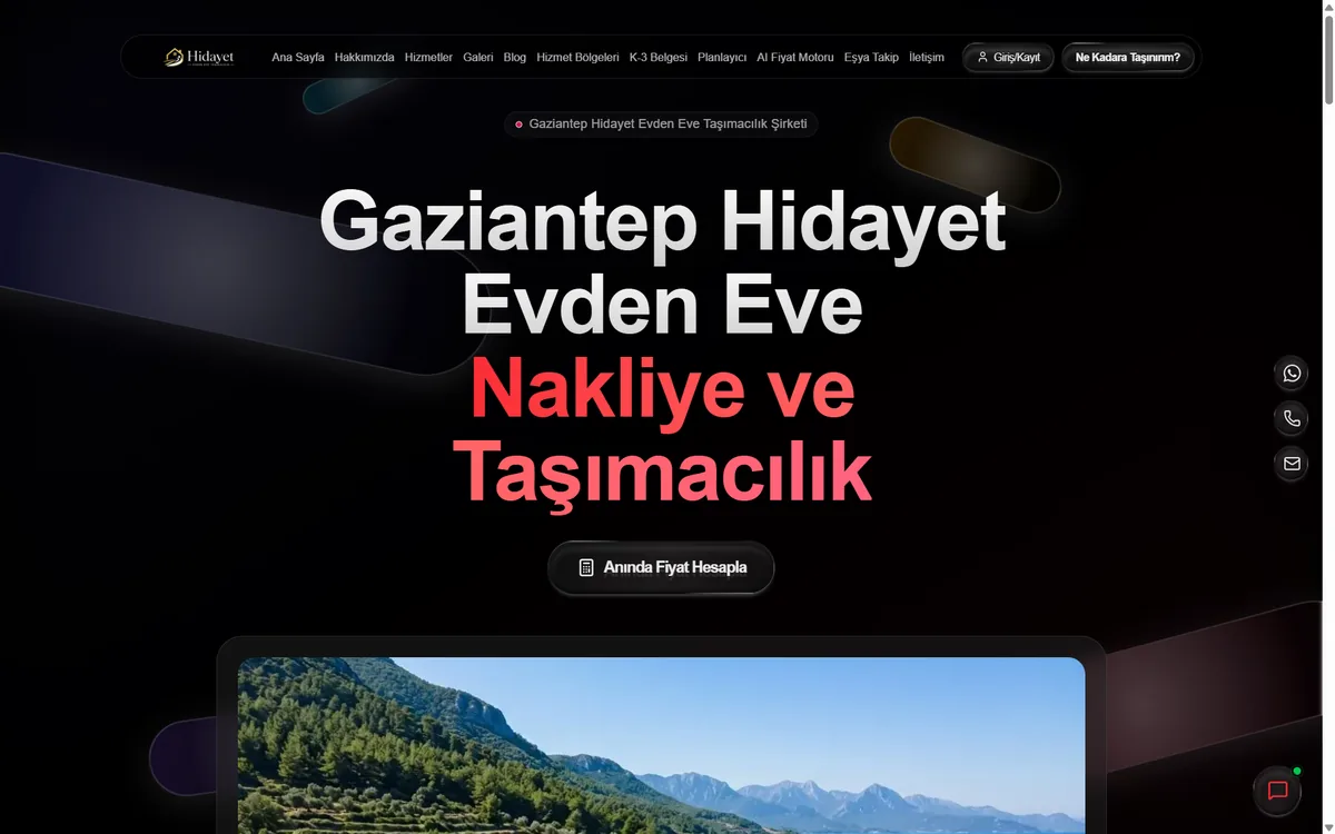 Hidayet Evden Eve web sitesi ekran görüntüsü