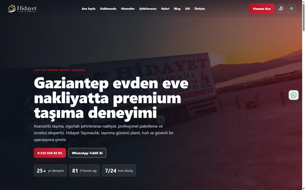Hidayet Nakliyat gerçek ekran görüntüsü