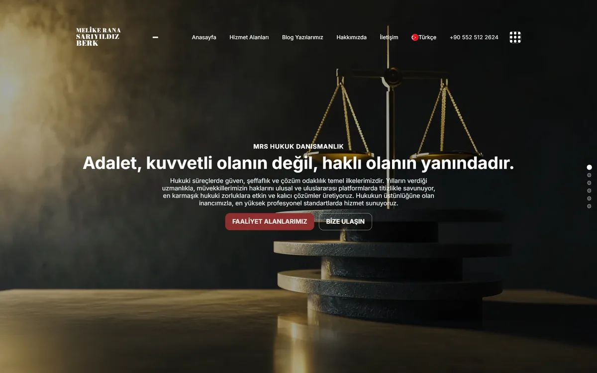 Melike Rana Sarıyıldız Berk web sitesi ekran görüntüsü